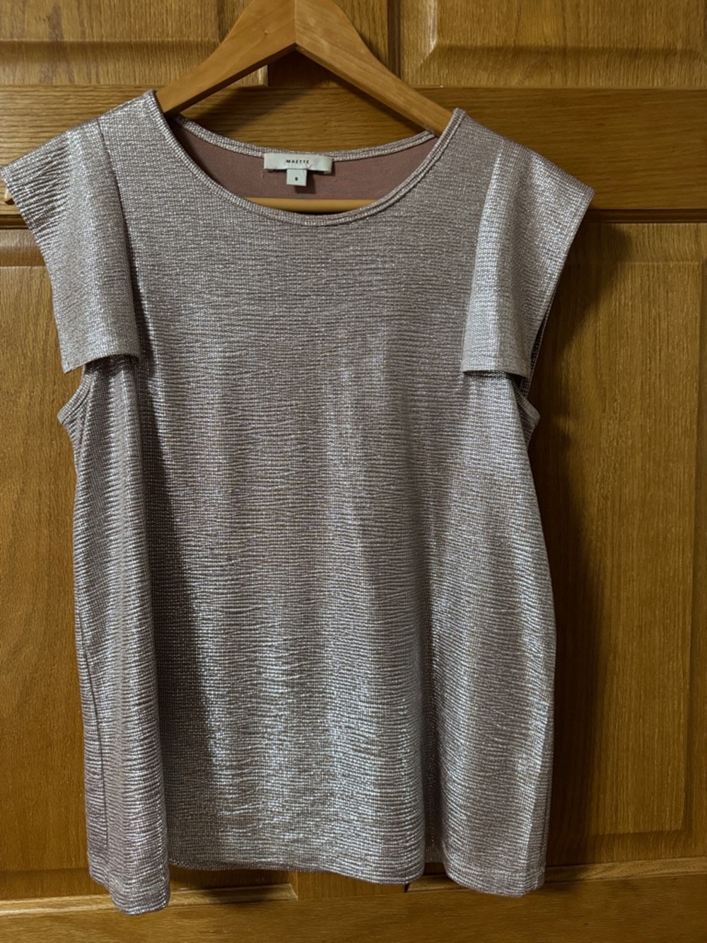 Sleeveless Metallic Rose Knit Tank Top with Ruffle Shoulders